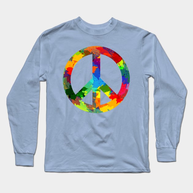 Peace symbol bright colors hippie style Long Sleeve T-Shirt by pickledpossums